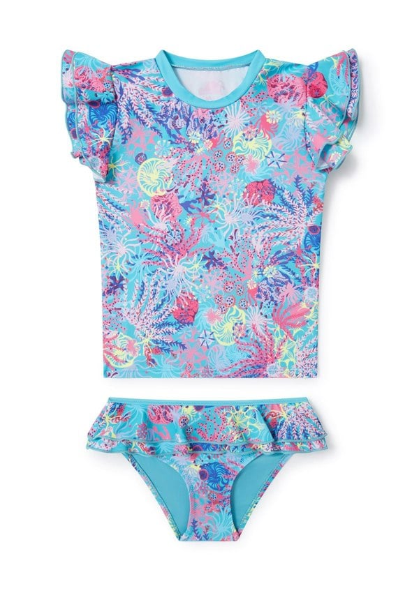 BOARDIES Coral Little Girls Rashie Set