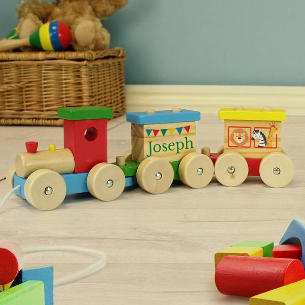 Abode Home & Gifts Personalised Circus Wooden Toy Train Set
