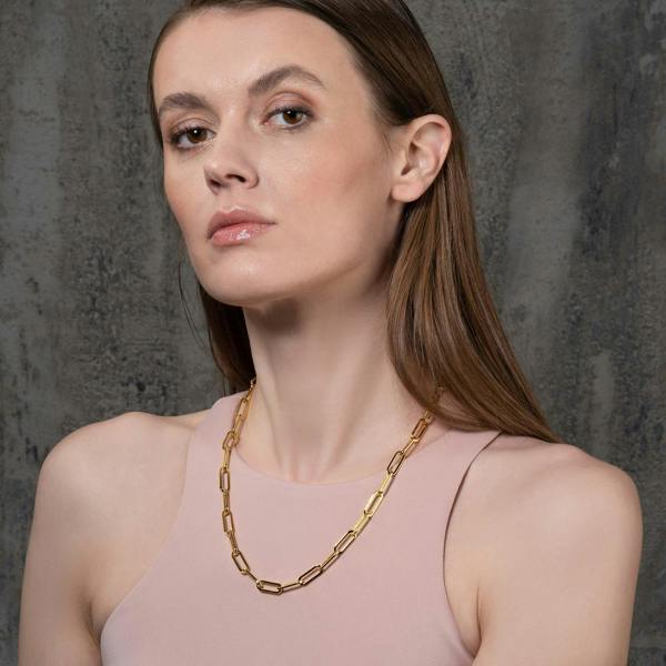 Long Gold Paperclip Chain Necklace for Women - namana.london