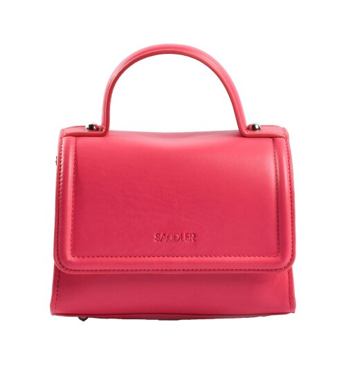 SADDLER  TINA Leather Flapover Handbag - Adjustable Strap, Phone Pocket, Crossbody or Handheld - RFID Protected - Fuchsia
