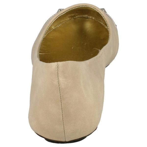 Spot On Ladies Spot On Flat Casual Ballerina Studded Metal Toecap