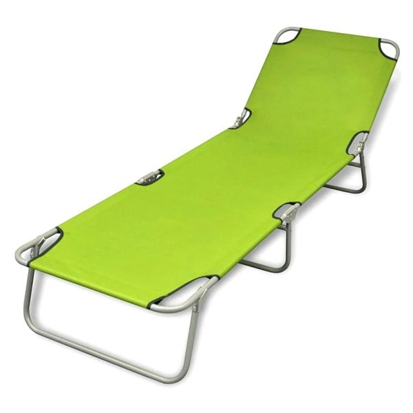 Berkfield Folding Sun Lounger Powder-coated Steel Apple Green