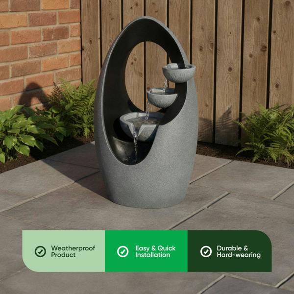 Gardenwize Solar Water Feature – Infinity Loop Fountain with LED Lights & Battery Backup