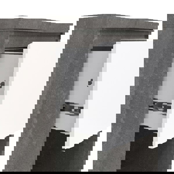 Furniture To Go Naia Bedside 1 Drawer 1 Shelf in Concrete and White High Gloss