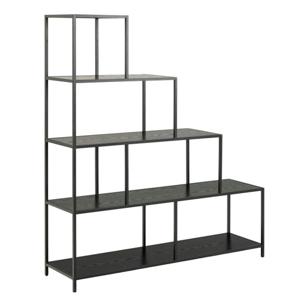 Wyld Haus El Paso Black Metal Frame Bookcase 4 Shelves in Step Design
