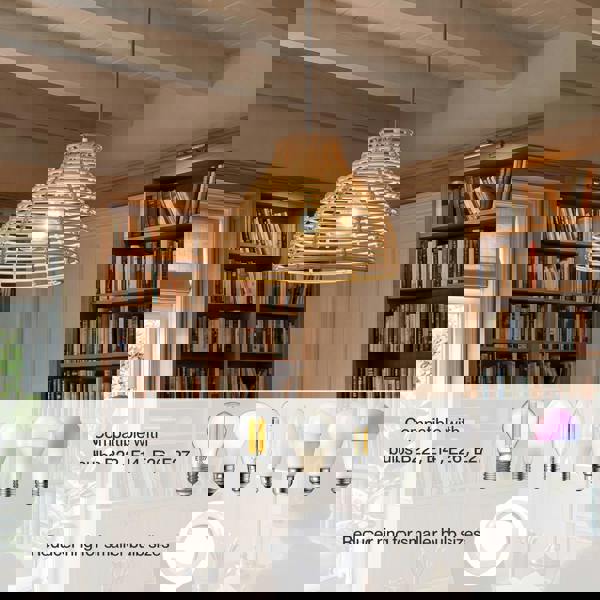 Emitto Ceiling Light Shade Wicker Basket Style Plastic Lampshade Pendant  2PCS