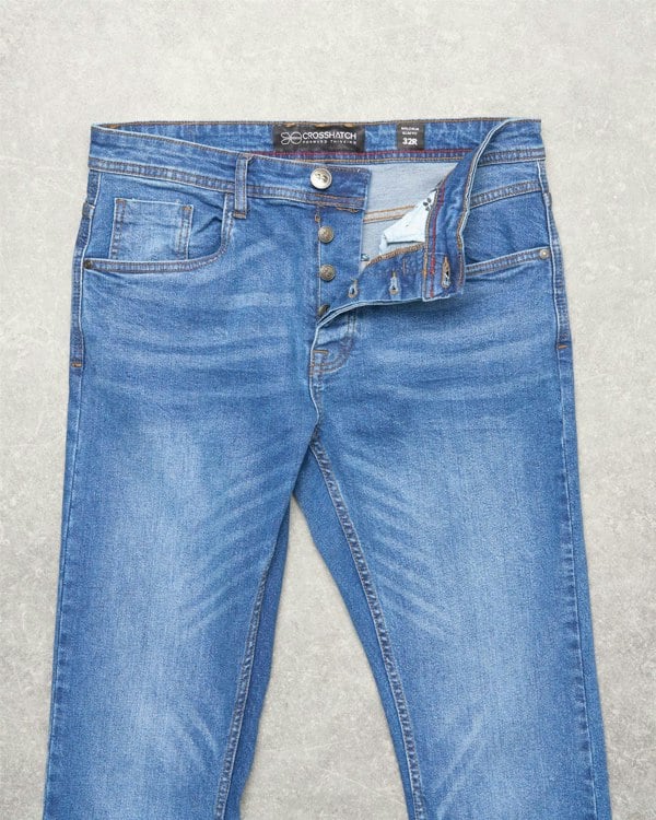 Crosshatch Malcolm Slim Fit Jeans Stone Wash
