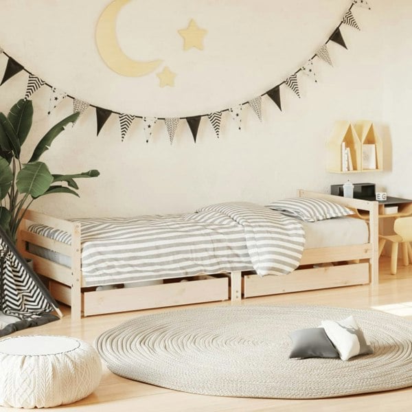 Berkfield Kids Bed Frame with Drawers 80x200 cm Solid Wood Pine