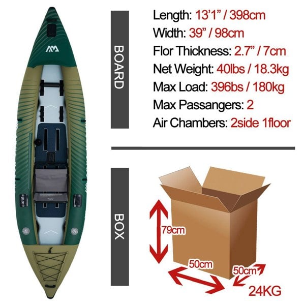 Aqua Marina Caliber 398 Angling/Fishing Adventure Kayak - 398cm 1/2 Person
