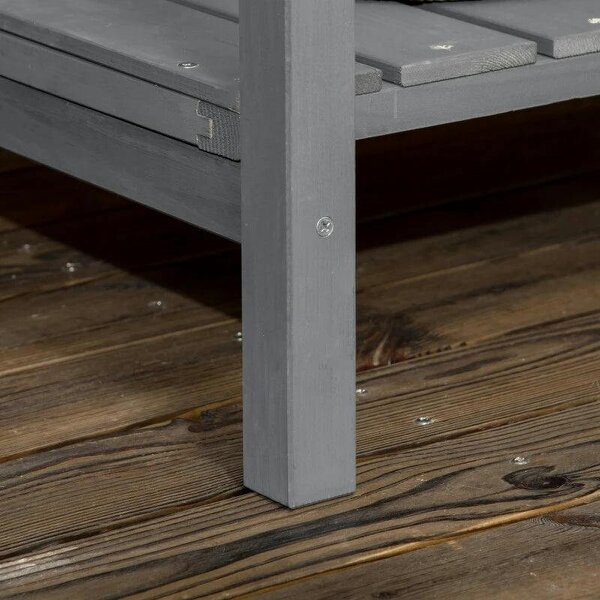 Fir Wood Raised Rectangular 8 Compartment Plant Stand Dark Grey