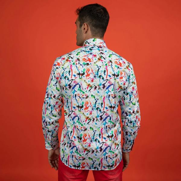 ART ATTACK PAINT SPLASH PRINT SHIRT – Premium Men's Patterned Shirt by Claudio Lugli | Bold Design, Tailored Fit, Best Printed Shirts