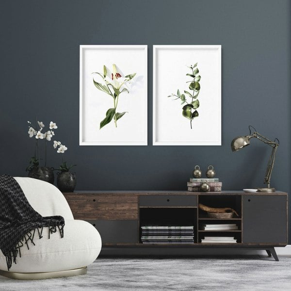 Wall prints for living room | Set of 2 Botanical wall art