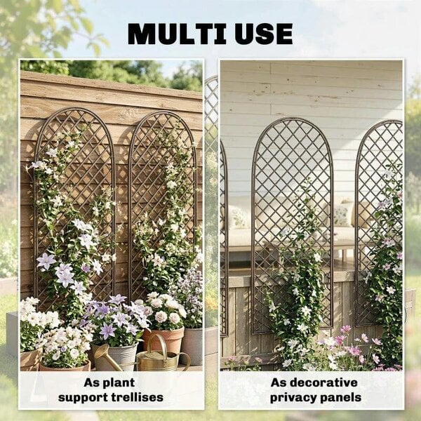 Garden Trellis, Decorative Trellis Panels for Climbing Outdoor Plants, Vegetables, Vines, Flowers, Natural Wood Finish