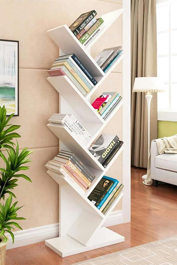 Living and Home 9 Tier Rustic Standing Tree Bookshelf