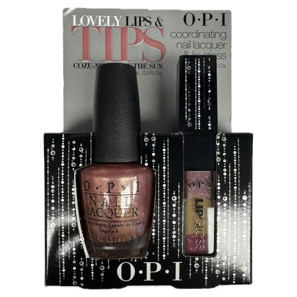 PI Lovely Lips & Tips - OPI Cozu-melted in the Sun 15ml + Lip Gloss 6.2g