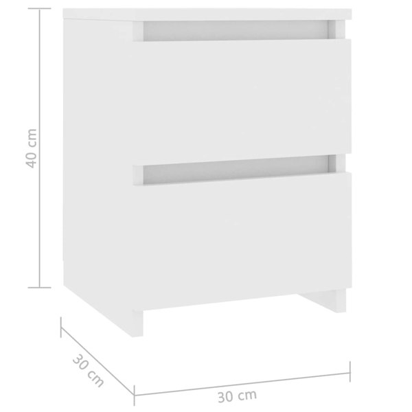 Berkfield Bedside Cabinets 2 pcs White 30x30x40 cm Engineered Wood
