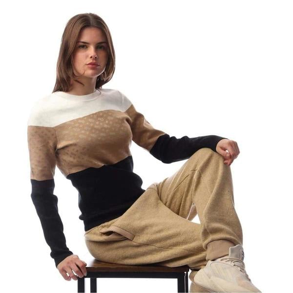 Boss Womens/Ladies Fireria Colour Block Crew Neck Sweatshirt - Cream/Tan/Black - 