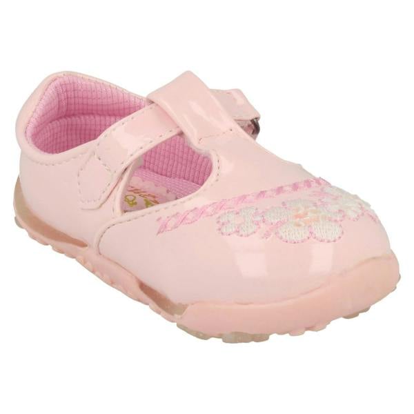 Cutie Girls Cutie T-Bar Flats With Floral Embroidery Detail