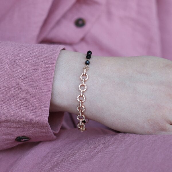 The Colourful Aura Zircon Round Chain Link beaded Adjustable Bracelet