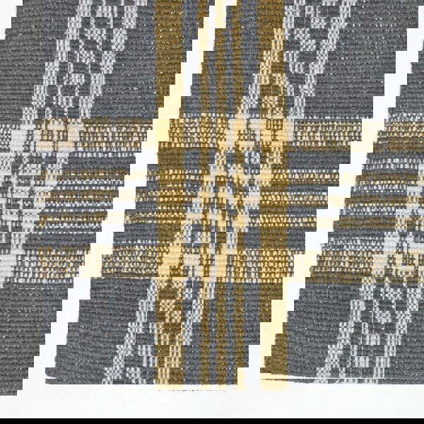 HOMESCAPES Douglas Grey and Yellow Tartan Check Non-Slip 100% Wool Rug