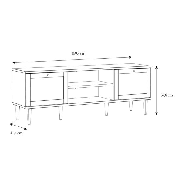 Wyld Haus Mallowmoss Rattan and Wood 2 Door 1 Shelf TV Unit