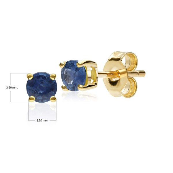 Gemondo Classic Round Blue Sapphire Stud Earrings in 9ct Yellow Gold 3.5mm