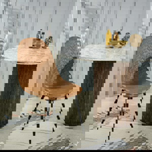 IH Design Corona PU Leather Steel Legs Dining Chairs (Set of 4)