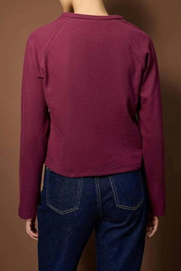 WOVCOR Half-Placket Thick Knit Blouse