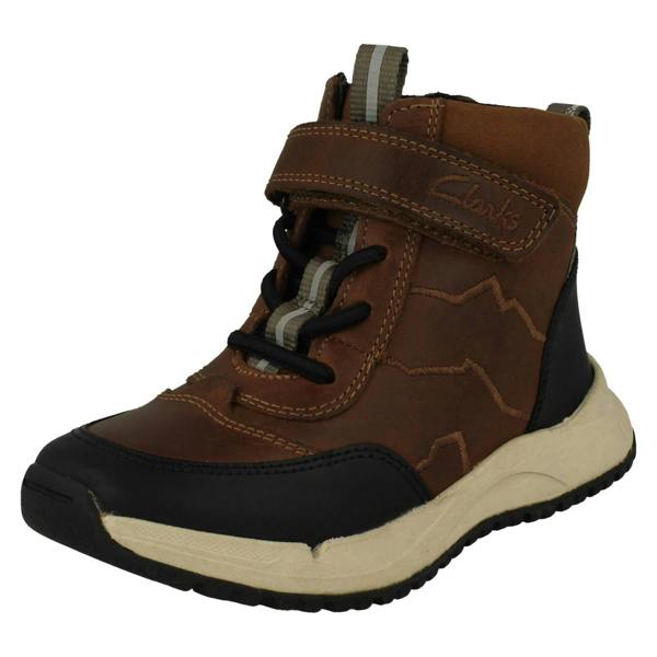 Clarks Boys Clarks Leather Ankle Boots With Bootstrap Cub Seek K