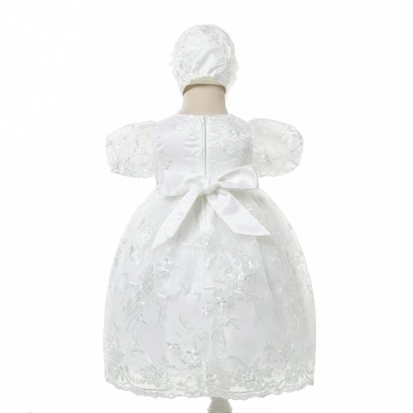 Cinda Lace Christening Gown Party Dress with Bonnet