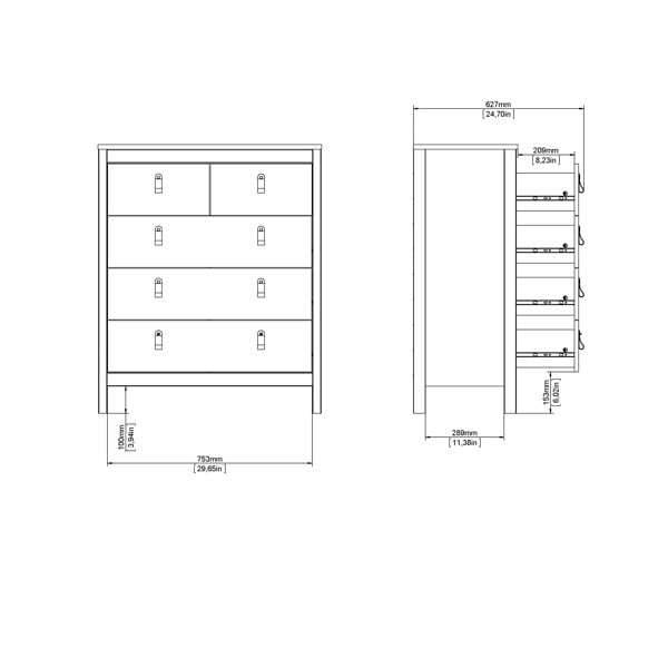 Furniture To Go Barcelona Chest 3+2 Drawers in Cashmere