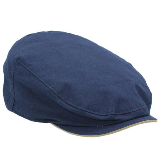 Heather Hats & Accessories Water And Sun Resistant Cotton Flat Cap, Cotton Lining, Outdoor Wear, Marine Blue