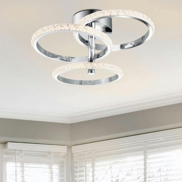 COSYLYTE Cowan 3 Ring Integrated LED Beaded Ceiling Light - Chrome
