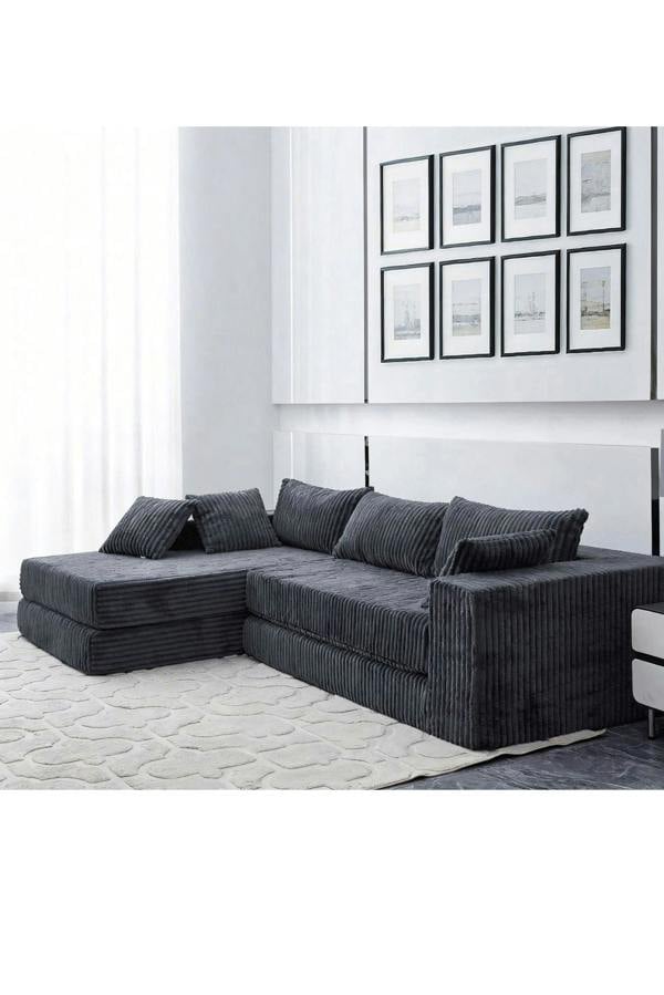 Groundlevel Camden 3 Seater Sectional Velvet Sofa