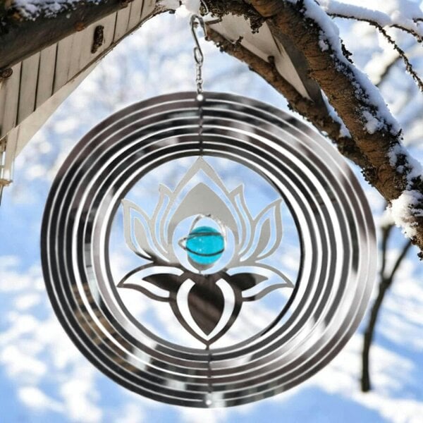 EDH Door Hardware Serenity Stainless Steel Hanging Wind Spinner – 34cm x 25cm | 3D Metal Kinetic Garden Ornament & Outdoor Wind Sculpture