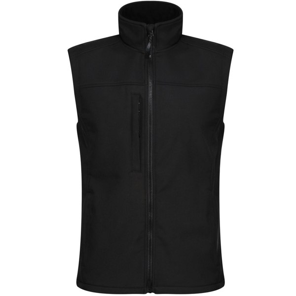 Regatta Mens Flux Softshell Bodywarmer / Sleeveless Jacket Water Repellent And Wind Resistant - All Black