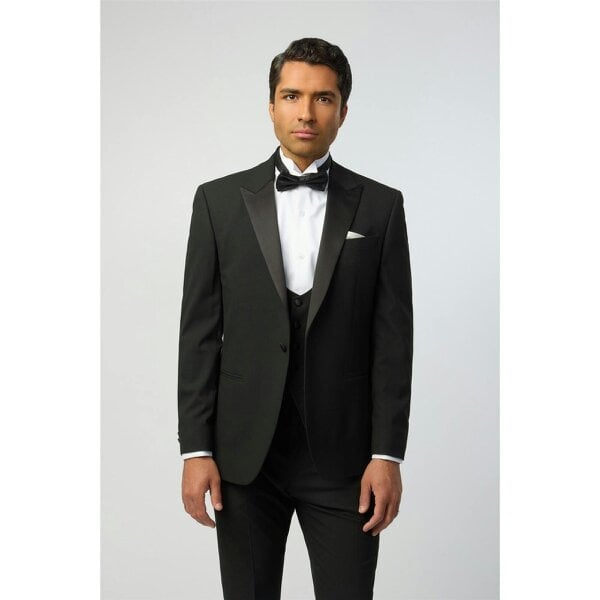Limehaus Tailored Fit Stretch Black Tuxedo Jacket