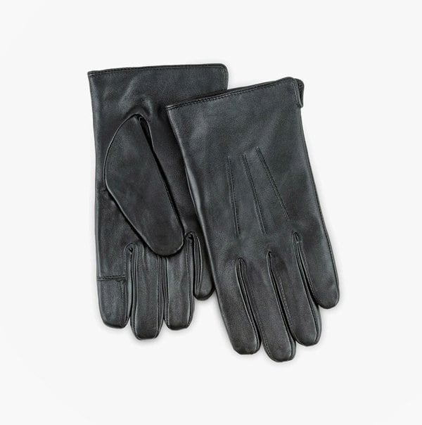 Totes Isotoner SMARTOUCH WATER REPELLENT 3 POINT LEATHER Mens Gloves Black