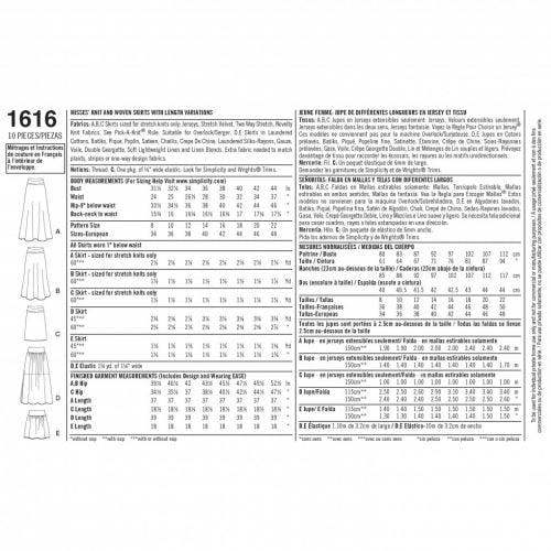 Simplicity Sewing Pattern 1616, Skirts for Women, 8-10-12-14-16 - Easy
