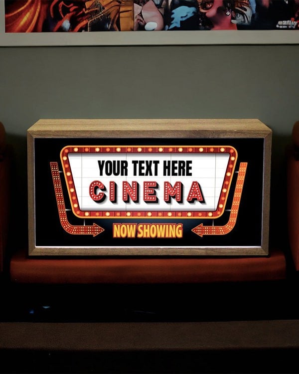Personalised LED Light Box Sign. Home Cinema Style with Custom Text