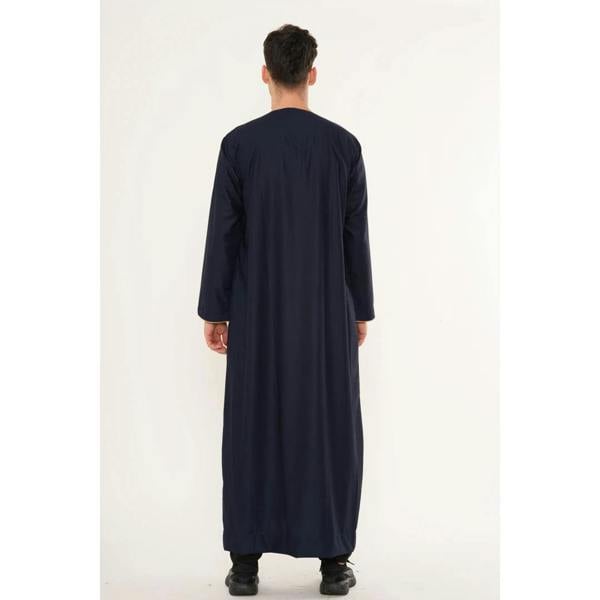 TT-007 - Men's Emirati Omani Gold Embroidery Thobe - Navy - Thobez - 7