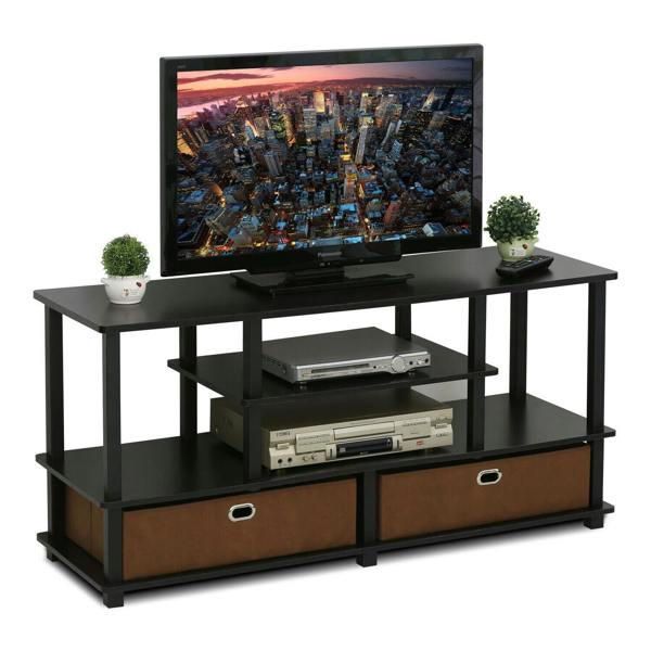 WALPLUS JAYA Large TV Stand for up to | TV Stand Unit for Entertainment Storage and Living Room Setup | 50 Inch TV with Storage Bin, 15119EXBKBR