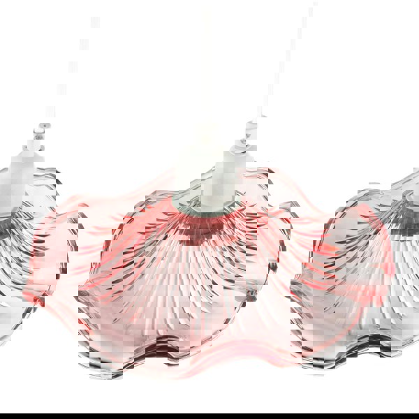 Designer Ribbed Rose Pink Glass Pendant Shade with Wavy Ruffled Edge Image 3