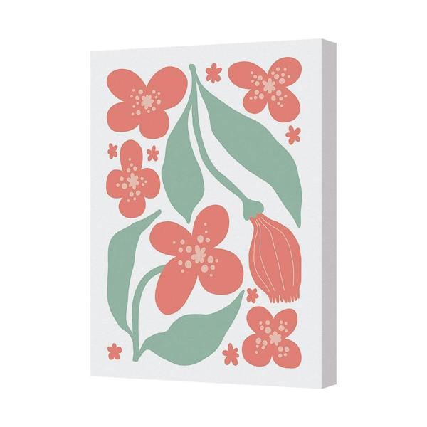 Benjamin Tate Design Contemporary Floral Gallery Canvas Art Print With Green Leaves UK Handmade