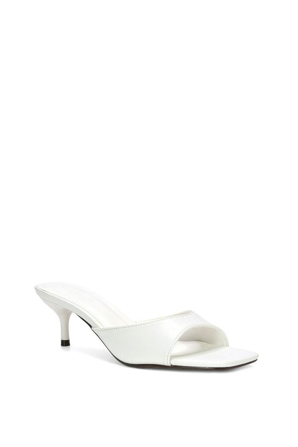 XY LONDON Square Toe Kitten Heel Slip On Heeled Sandal Mules
