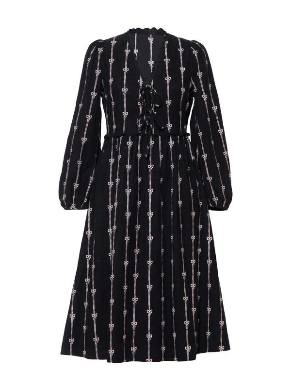 Rose & Nancy Beatrix Black Cord Embroidered Midi Dress