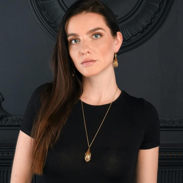 namana Gold Vermeil Gemstone Teardrop Pendant Necklace For Women