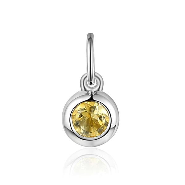 Sarah Layton Citrine Rubover Birthstone Charm - 9ct White Gold - NTCH409CIT-9WG