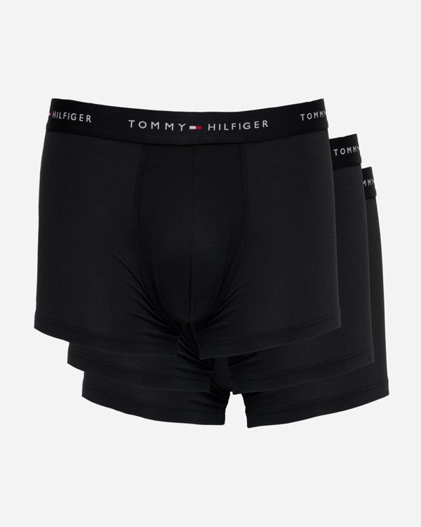 Tommy Hilfiger 3 Pack Logo Waistband Mens Trunks - Black/Black/Black