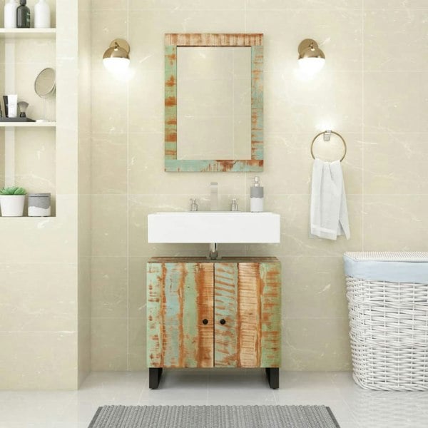 Berkfield Sink Cabinet 62x33x58 cm Solid Wood Reclaimed and Engineered Wood